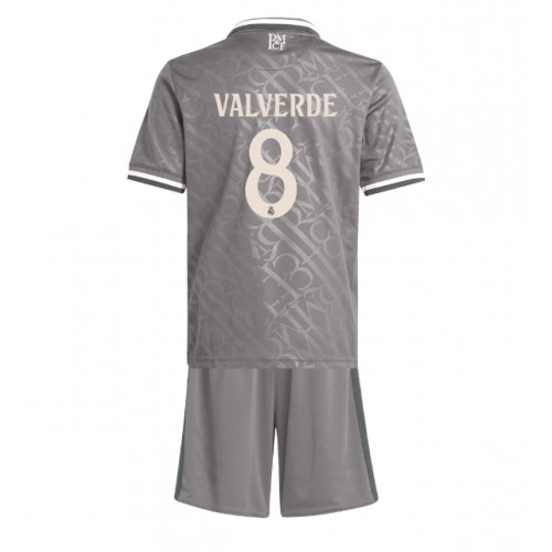 Fotbalové Dres Real Madrid Federico Valverde #8 Dětské Alternativní 2024-25 Krátký Rukáv (+ trenýrky)